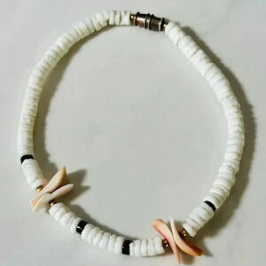 Puka Shell Bracelet Vintage Anklet 3" Closed Hawaiian Surfer Natural Color